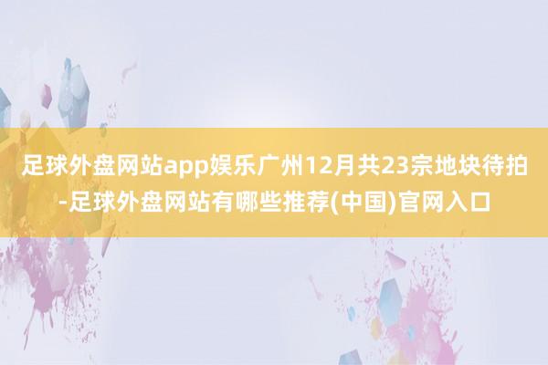 足球外盘网站app娱乐广州12月共23宗地块待拍-足球外盘网站有哪些推荐(中国)官网入口